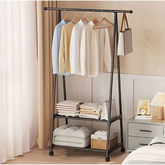 Appendiabiti da terra con 2 ripiani per abiti e scarpe ModernHome