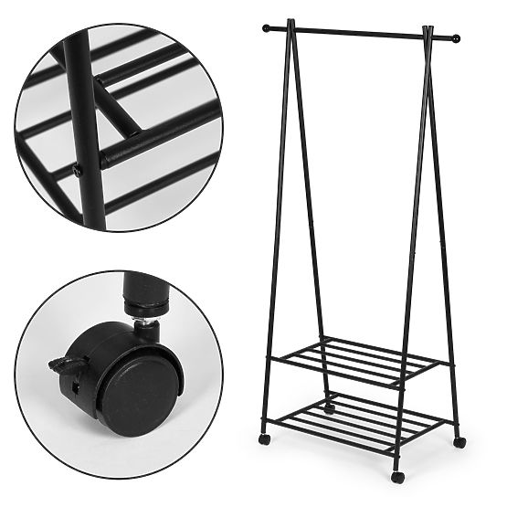 Appendiabiti da terra con 2 ripiani per abiti e scarpe ModernHome