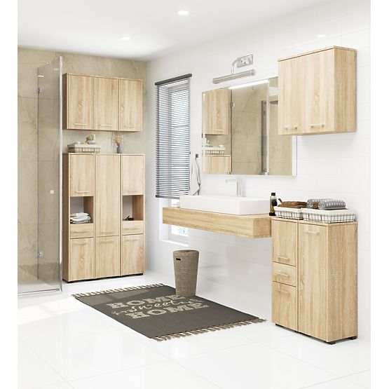 ARMADIETTO BAGNO FIN COLONNA 30 2D 1SZ 85cm PK ROVERE SONOMA