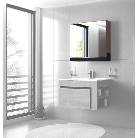 Armadietto con Specchio DUESA 80/2D Rovere Dorato (1p=1ks)