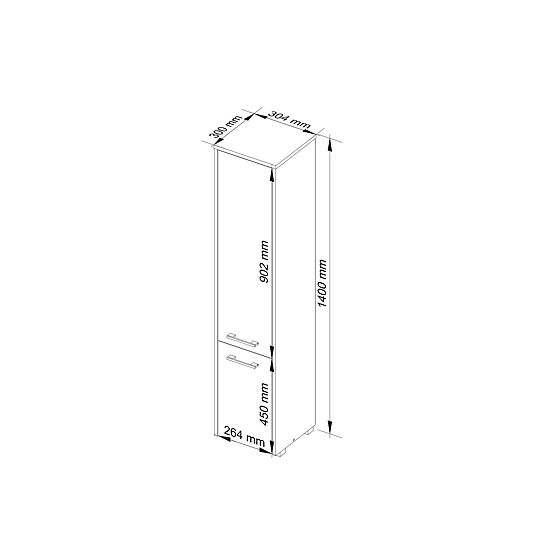 ARMADIETTO DA BAGNO FIN COLONNA 30 2D 140cm BIANCO LUCIDO