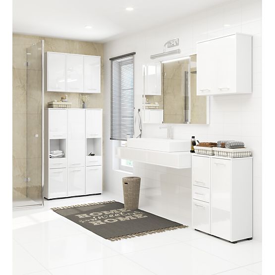 ARMADIETTO DA BAGNO FIN COLONNA 30 2D 1SZ 85cm PK BIANCO LUCIDO