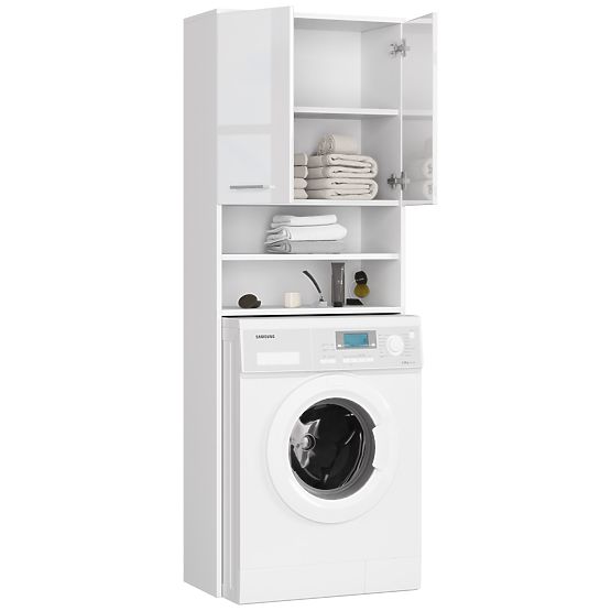 ARMADIETTO DA BAGNO FIN SOPRA LA LAVATRICE BIANCO LUCIDO