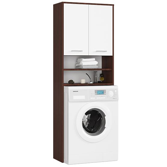 ARMADIETTO DA BAGNO FIN SOPRA LAVATRICE WENGE / BIANCO