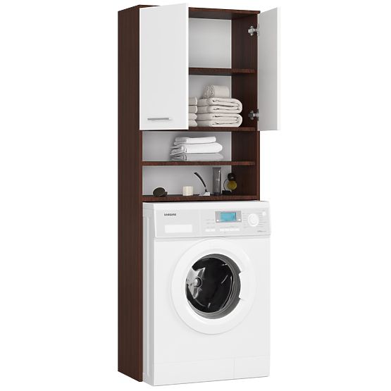 ARMADIETTO DA BAGNO FIN SOPRA LAVATRICE WENGE / BIANCO