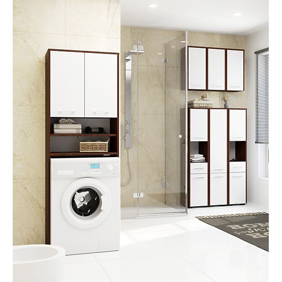 ARMADIETTO DA BAGNO FIN SOPRA LAVATRICE WENGE / BIANCO
