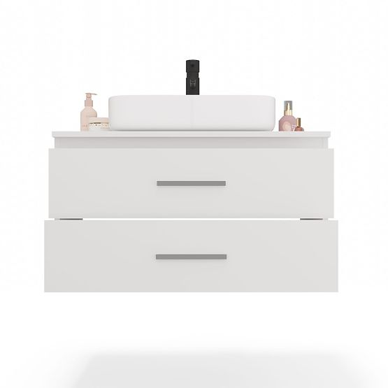 ARMADIETTO DA BAGNO SOSPESO NEL 80 BIANCO CON 2 CASSETTI SOTTO IL LAVABO