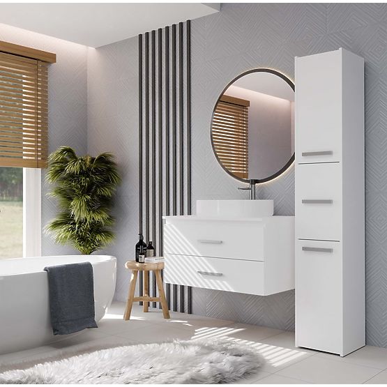 ARMADIETTO DA BAGNO SOSPESO NEL 80 BIANCO CON 2 CASSETTI SOTTO IL LAVABO