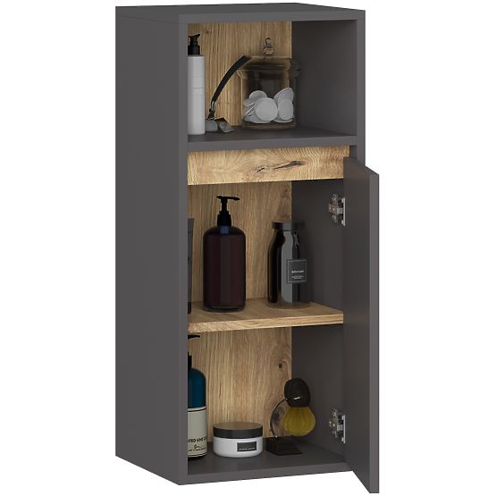 ARMADIETTO DA BAGNO SOSPESO VAMI W35 1D 1W GRAFITE GRIGIO / ROVERE ARTIGIANO