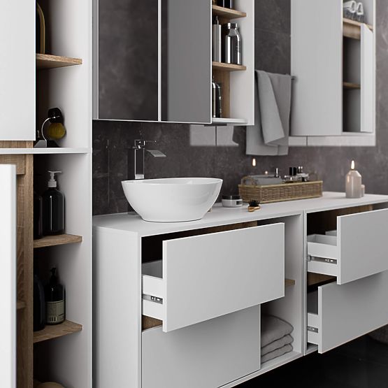ARMADIETTO DA BAGNO SOSPESO VAMI W50 2D 6P BIANCO / ROVERE SONOMA