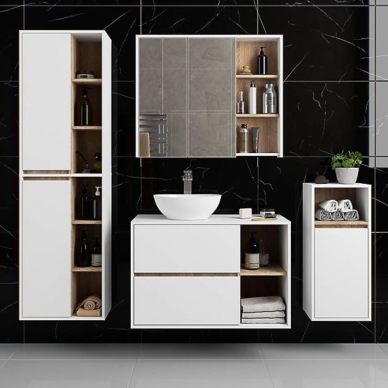 ARMADIETTO DA BAGNO SOSPESO VAMI W50 2D 6P BIANCO / ROVERE SONOMA