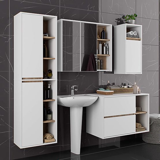 ARMADIETTO DA BAGNO SOSPESO VAMI W50 2D 6P BIANCO / ROVERE SONOMA