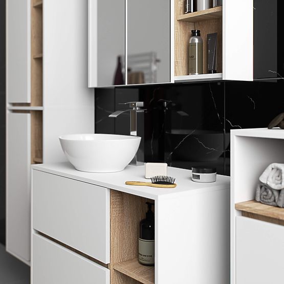 ARMADIETTO DA BAGNO SOSPESO VAMI W50 2D 6P BIANCO / ROVERE SONOMA