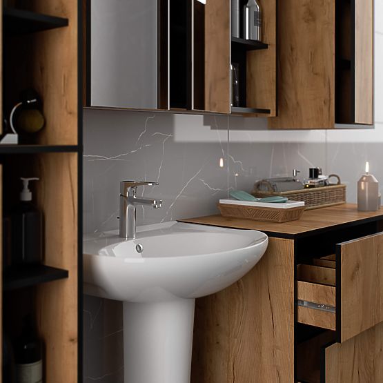 ARMADIETTO DA BAGNO SOSPESO VAMI W50 ROVERE CRAFT / NERO