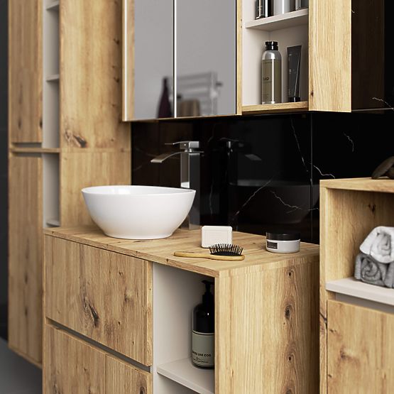 ARMADIETTO DA BAGNO SOTTO IL LAVABO CON FORI VAMI W90 UM 2SZ 2P ROVERE ARTIGIANO / CASHMERE