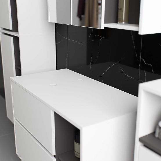 ARMADIETTO DA BAGNO SOTTO LAVABO CON FORI VAMI W90 UM 2SZ 2P BIANCO / GRIGIO GRAFITE