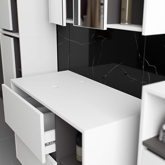 ARMADIETTO DA BAGNO SOTTO LAVABO CON FORI VAMI W90 UM 2SZ 2P BIANCO / GRIGIO GRAFITE