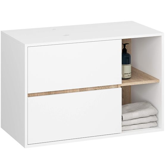 ARMADIETTO DA BAGNO SOTTO LAVABO CON FORI VAMI W90 UM 2SZ 2P BIANCO / ROVERE SONOMA