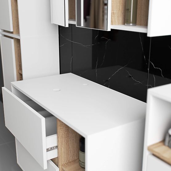 ARMADIETTO DA BAGNO SOTTO LAVABO CON FORI VAMI W90 UM 2SZ 2P BIANCO / ROVERE SONOMA