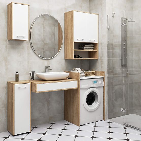 ARMADIETTO PER LAVATRICE FIN ROVERE SONOMA / BIANCO