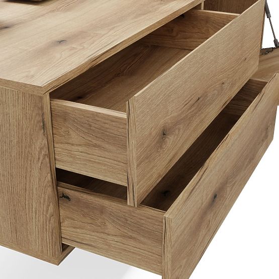 ARMADIETTO SOTTO LAVABO TIGO 1D2S ROVERE EVOKE 140 CM 2 CASSETTI PANNELLO FRONTALE SCANALATO SOSPESO