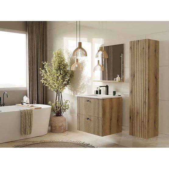 ARMADIETTO SOTTO LAVABO TIGO 60 2S ROVERE EVOKE 2 CASSETTI PANNELLO FRONTALE SCANALATO SOSPESO