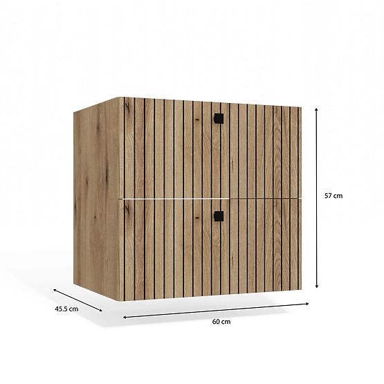 ARMADIETTO SOTTO LAVABO TIGO 60 2S ROVERE EVOKE 2 CASSETTI PANNELLO FRONTALE SCANALATO SOSPESO