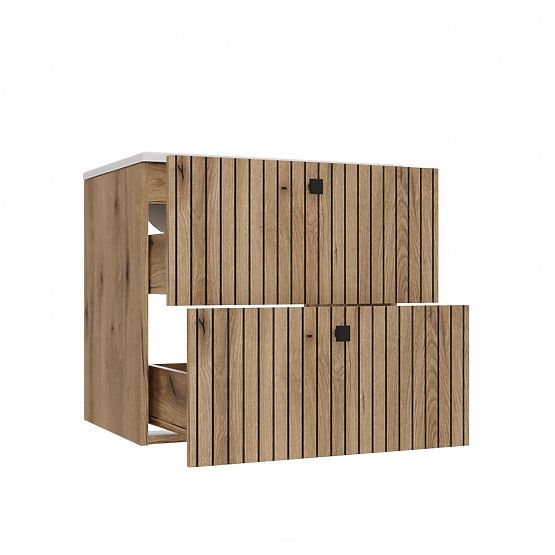 ARMADIETTO SOTTO LAVABO TIGO 60 2S ROVERE EVOKE PANNELLO FRONTALE SCANALATO + LAVABO