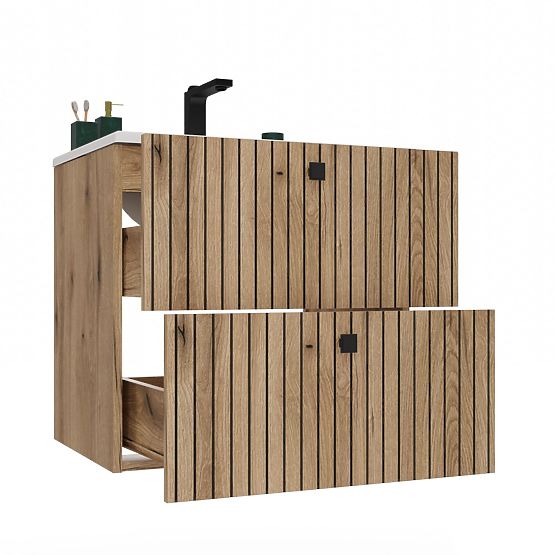 ARMADIETTO SOTTO LAVABO TIGO 60 2S ROVERE EVOKE PANNELLO FRONTALE SCANALATO + LAVABO