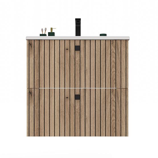 ARMADIETTO SOTTO LAVABO TIGO 60 2S ROVERE EVOKE PANNELLO FRONTALE SCANALATO + LAVABO