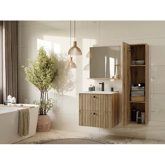 ARMADIETTO SOTTO LAVABO TIGO 60 2S ROVERE EVOKE PANNELLO FRONTALE SCANALATO + LAVABO