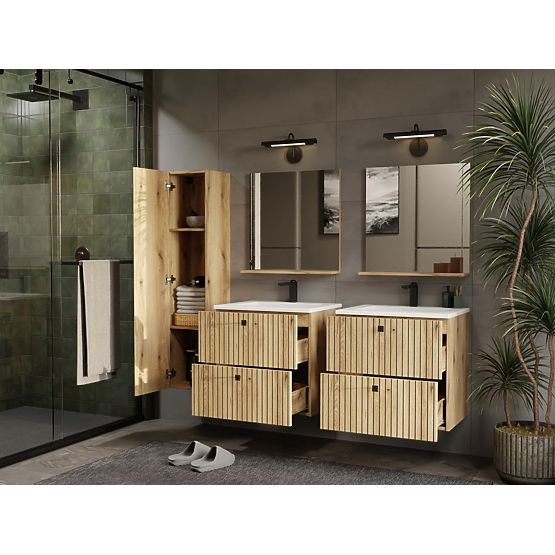 ARMADIETTO SOTTO LAVABO TIGO 60 2S ROVERE EVOKE PANNELLO FRONTALE SCANALATO + LAVABO