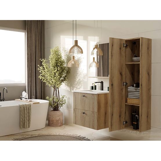 ARMADIETTO SOTTO LAVABO TIGO 60 2S ROVERE EVOKE PANNELLO FRONTALE SCANALATO + LAVABO