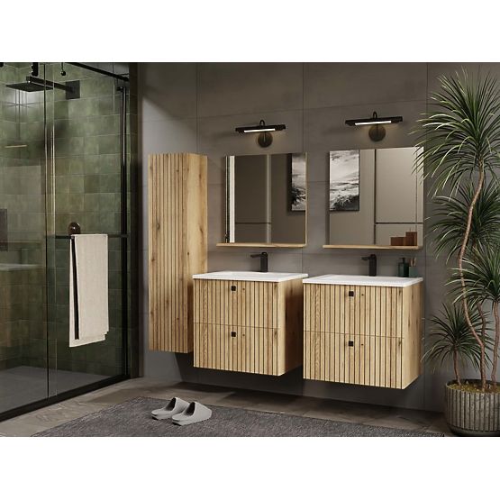 ARMADIETTO SOTTO LAVABO TIGO 60 2S ROVERE EVOKE PANNELLO FRONTALE SCANALATO + LAVABO