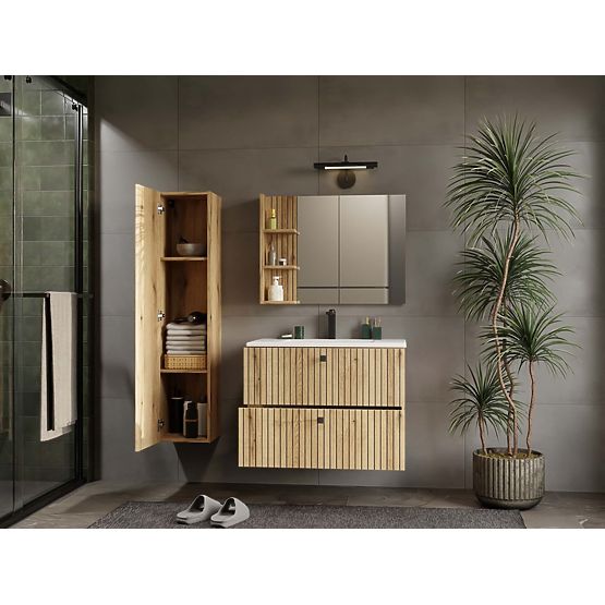 ARMADIETTO SOTTO LAVABO TIGO 80 2S ROVERE EVOKE 2 CASSETTI PANNELLO FRONTALE SCANALATO SOSPESO