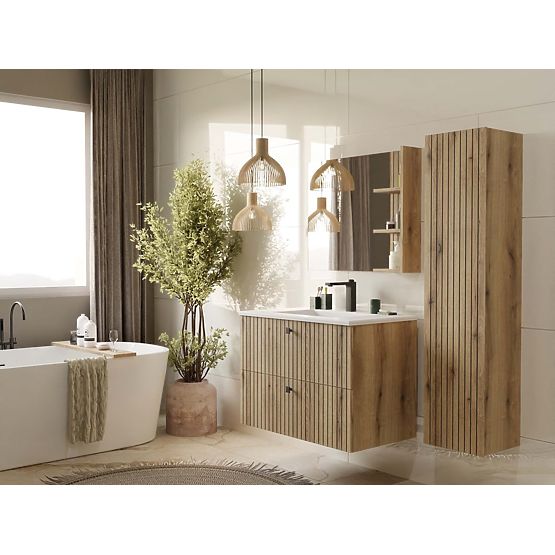 ARMADIETTO SOTTO LAVABO TIGO 80 2S ROVERE EVOKE 2 CASSETTI PANNELLO FRONTALE SCANALATO SOSPESO