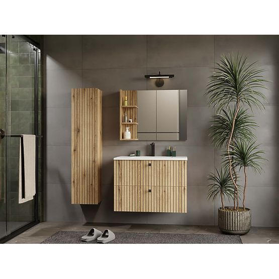 ARMADIETTO SOTTO LAVABO TIGO 80 2S ROVERE EVOKE 2 CASSETTI PANNELLO FRONTALE SCANALATO SOSPESO