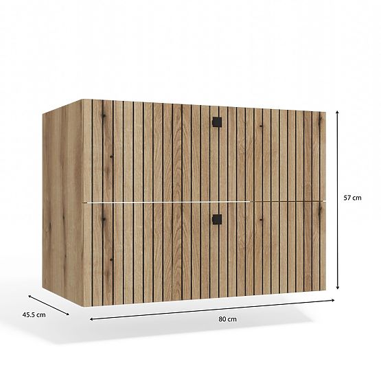 ARMADIETTO SOTTO LAVABO TIGO 80 2S ROVERE EVOKE 2 CASSETTI PANNELLO FRONTALE SCANALATO SOSPESO