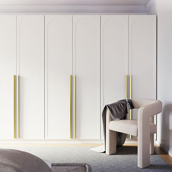 Armadio a quattro ante Neroli, pannello ad arco, bianco