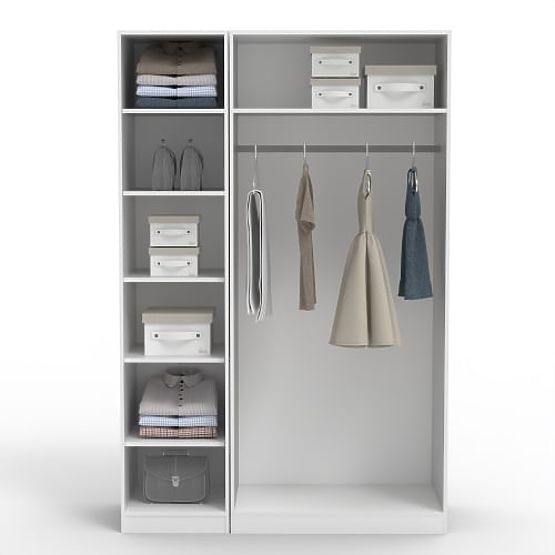 Armadio a tre ante Neroli, scanalature ad arco, bianco