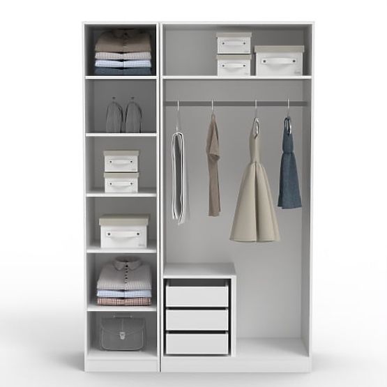 Armadio a tre ante Neroli, specchio/pannello ad arco, bianco