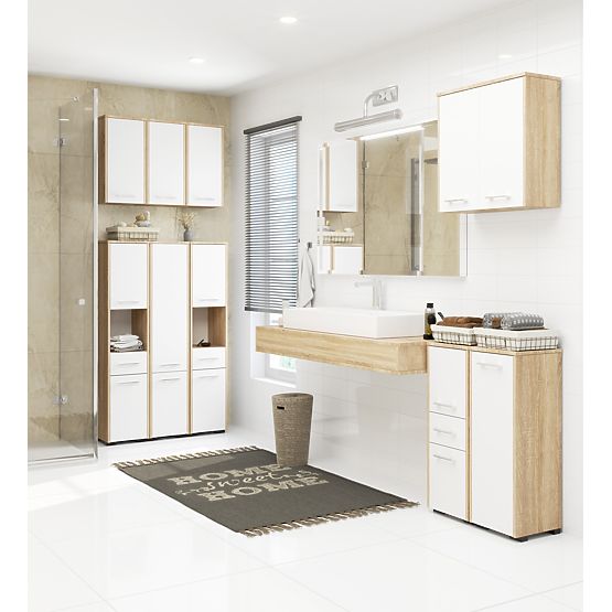 ARMADIO BAGNO FIN COLONNA 2D LAVATRICE SONOMA - BIANCO