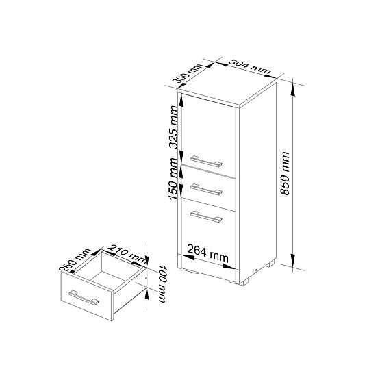 ARMADIO BAGNO FIN COLONNA 30 2D 1SZ 85cm PK BIANCO / SONOMA