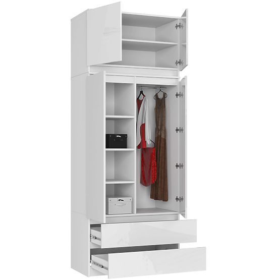 ARMADIO CON SOPRALZO S90 2D 2SZ CLP PK BIANCO LUCIDO