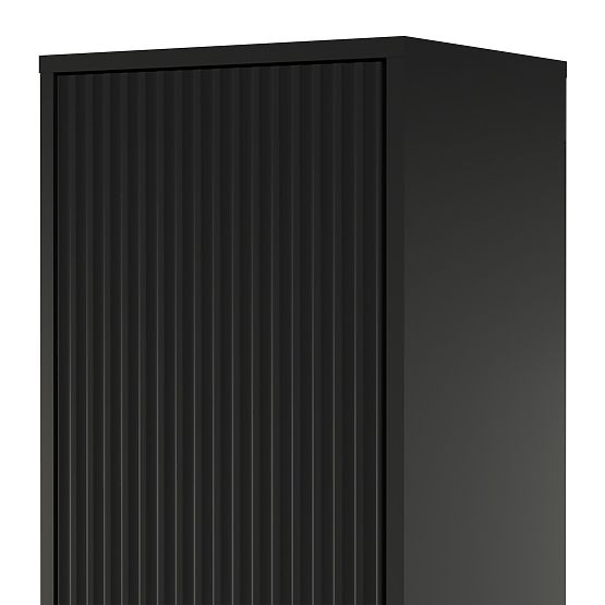 Armadio da bagno a colonna Avila, scanalato, maniglia dorata, nero