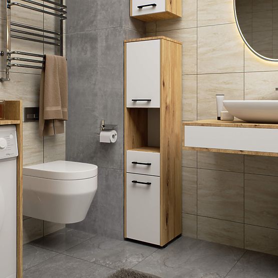 ARMADIO DA BAGNO A COLONNA FIN 2D 1SZ 1W 140cm PK ARTISAN / BIANCO