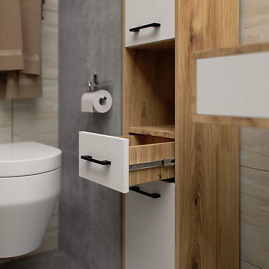 ARMADIO DA BAGNO A COLONNA FIN 2D 1SZ 1W 140cm PK ARTISAN / BIANCO