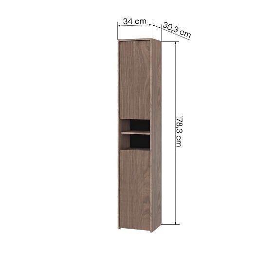 Armadio da bagno, colonna alta Pezzo noce, scanalato