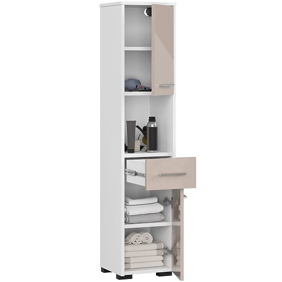 ARMADIO DA BAGNO COLONNA FIN 2D 1SZ 1W 140cm PK CAPPUCCINO LUCIDO