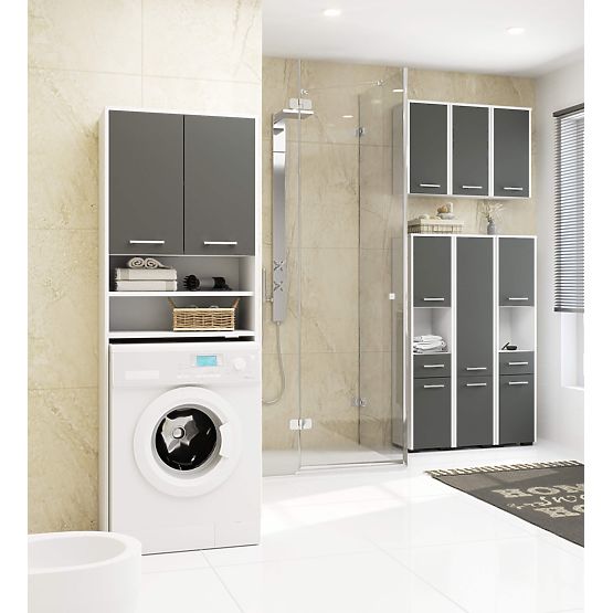 ARMADIO DA BAGNO FIN COLONNA 30 2D 140cm BIANCO / GRIGIO